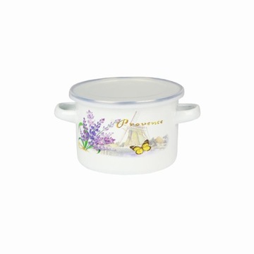 GARNEK EMALIOWANY Z USZAMI POKRYWKĄ 12cm 900ml MIX