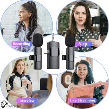 БЕСПРОВОДНОЙ СВЯЗАННЫЙ МИКРОФОН 2×3 В 1 МИНИ-МИКРОФОН 2,4G СВЕРХНИЗКАЯ ЗАДЕРЖКА