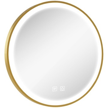 LUSTRO WISZĄCE ZŁOTA RAMA PODŚWIETLENIE LED OKRĄGŁE 90cm
