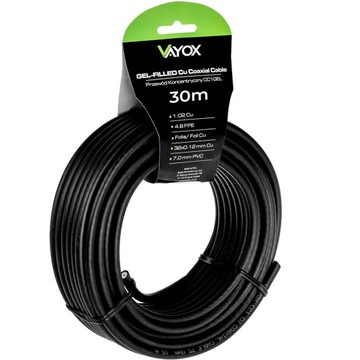 KABEL KONCENTRYCZNY ŻEL PRZEWÓD CZARNY MIEDŹ 30m