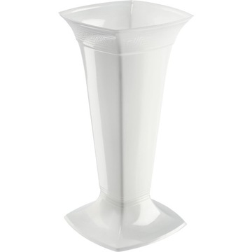 WAZON FLAKON NA CMENTARZ 39cm KWIATY ŻYWE SZTUCZNE GRÓB PLASTIKOWY BIAŁY