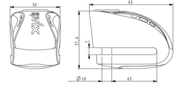 БЛОКИРОВКА ТОРМОЗНОГО ДИСКА Kovix 10 мм, сигнализация зеленая