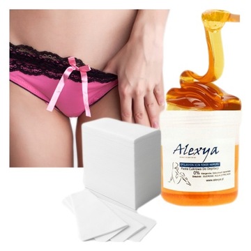 Depilacja bikini w domu pasta cukrową intymna krocza + BLOKER + PUDER PASKI