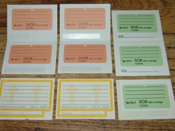 9 x Naklejki do kaset DDS HP C5707A, C5708A, inne