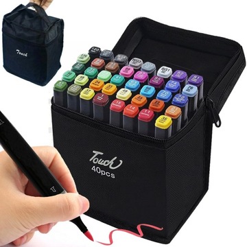 Markery alkoholowe 40szt touch zestaw torba etui