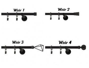 Карниз одинарный металлический, Matt Black, 440 см, 19 мм, Luna, разные рисунки