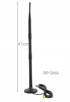 Antena Wifi 10dBi SMA Patykowa z Magnesem Kamery IP Falownika Routera Kabel