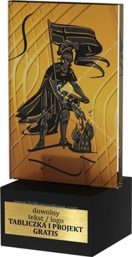 statuetka STRAŻ FLORIAN szkło+marmur+grawer 12 cm