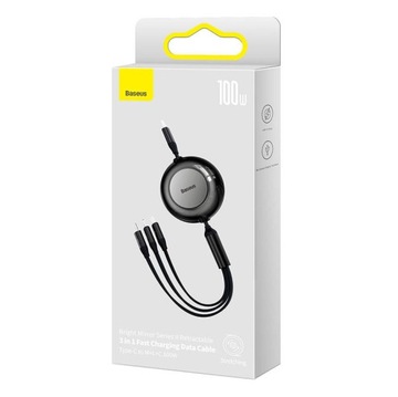 ТЕЛЕФОННЫЙ КАБЕЛЬ BASEUS USB TYPE C 3IN1 MICRO USB LIGHTNING QC 100 Вт 1,1 М