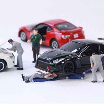 1:64 Диорама Фигурка Человека Сценарий строительства из смолы для дома Ши-тцу Серый