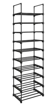 Szafka półka na buty WYSOKA WĄSKA regał 10 poziomów 45 x 174 x 33 cm czarna