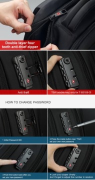 T-B3105A Рюкзак для ноутбука TSA 15,6 дюйма TIGERNU