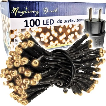 LAMPKI CHOINKOWE 100 LED CIEPŁA BIEL WEW/ZEW NA CHOINKĘ CHOINKA