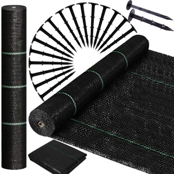 GRUBA AGROWŁÓKNINA ANTYCHWASTOWA AGROTKANINA GRUBA 90g 1,1x100m 100x KOTWY