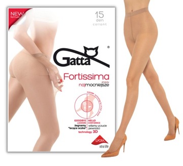 Rajstopy Fortissima Gatta 15 den lycra 4-L golden