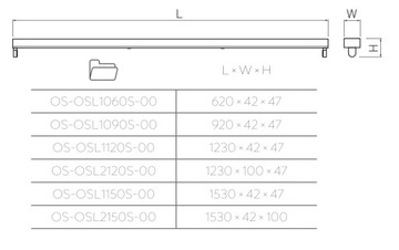 OSL SLIM-2x120 T8 LED G13 Люминесцентный светильник GTV