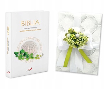 PAMIĄTKA prezent PIERWSZA KOMUNIA Pismo Św. Biblia komunijna