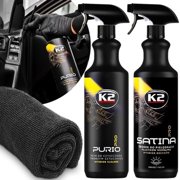 K2 PURIO +SATINA PRO PŁYN DRESSING DO CZYSZCZENIA KOKPITU PLASTIKÓW WNĘTRZA
