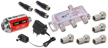 САМЫЙ МОЩНЫЙ КОМПЛЕКТ DVB-T2 АНТЕННА КОМБИНИРОВАННЫЙ LTE ФИЛЬТР MUX8 4K УСИЛИТЕЛЬ 200км