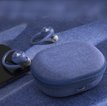 БЕСПРОВОДНЫЕ СПОРТИВНЫЕ НАУШНИКИ-ВКЛАДЫШИ с BLUETOOTH + ЗАРЯДНЫЙ ЧЕХОЛ J92 СИНИЙ