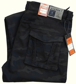 Czarne bawełniane Bojówki MORO firmy St.Leon lycra W47 pas 116/122 cm