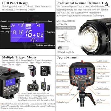 GODOX DP-1000II 1000 Студийный стробоскоп 220 В 2,4G HSS 1/8000 с