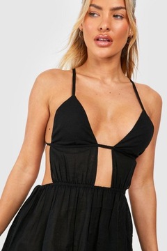 2D1B43 P28 BOOHOO CZARNA SUKIENKA PLAŻOWA MINI CUT OUT M