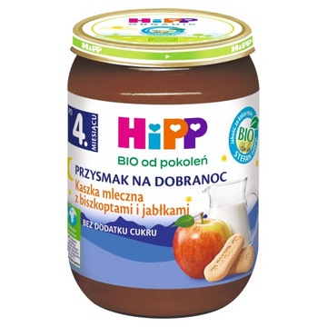HiPP BIO na Dobranoc Kaszkamleczna z biszkoptami i jabłkami po 4 miesiącu