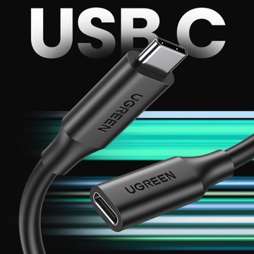 КАБЕЛЬ-УДЛИНИТЕЛЬ UЗЕЛЕНЫЙ USB C / USB C QC PD 4K 60Гц 100Вт 1м