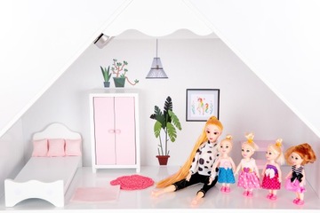 БОЛЬШОЙ ДЕРЕВЯННЫЙ БЕЛЫЙ КУКОЛЬНЫЙ ДОМИК 118см АКСЕССУАРЫ ЛЕГКАЯ ПРЕМИУМ МОДЕЛЬ