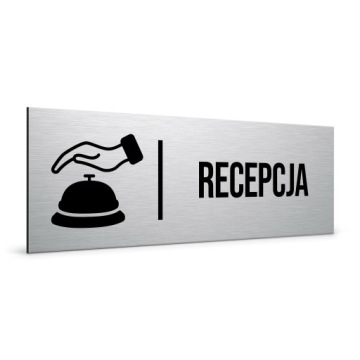 TABLICZKA INFORMACYJNA NA DRZWI ZNAK RECEPCJA DZWONEK HOTEL DIBOND 20x7cm