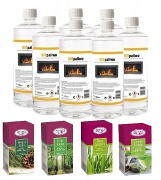 ZESTAW 7L BIOPALIWO bioetanol do biokominka + 4 olejki do aromaterapii