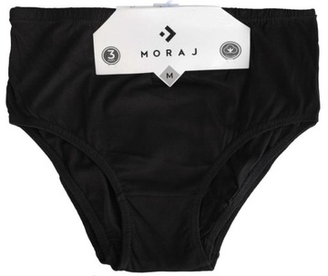 MORAJ figi damskie CZARNE gładkie bawełna MAXI BIKINI 3 pak 3XL