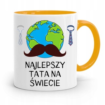 KUBEK ŻÓŁTY PREZENT NA DZIEŃ OJCA NAJLEPSZY TATA z Nadrukiem ze Zdjęciem