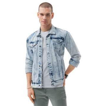 Kurtka męska jeansowa guziki C441 jasny jeans XL