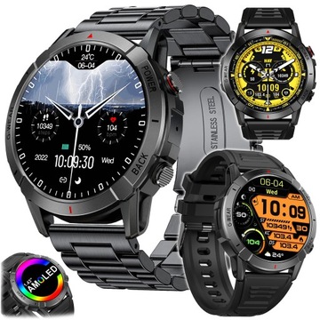 CZARNY SMARTWATCH ZEGAREK MĘSKI AMOLED ROZMOWY POMIARY SPORT WODOODPORNY PL