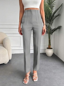 Shein Spodnie garniturowe z wysokim stanem w jednolitym kolorze 38
