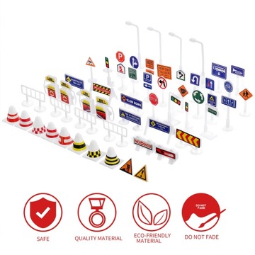 БАРРИКАДЫ ИГРУШКИ ДОРОЖНЫЕ ЗНАКИ ДОРОЖНО-СТРОИТЕЛЬНЫЕ МОДЕЛЬ 56 ШТ.