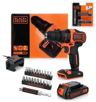 BLACK+DECKER WIERTARKO+WKRĘTARKA 18 V BDCDD186 AKU
