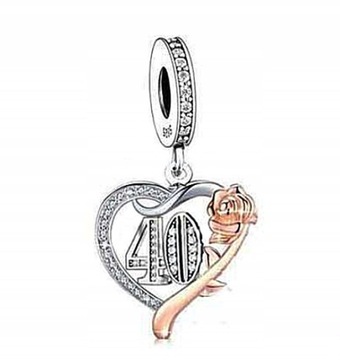 CHARMS ZAWIESZKA 40 URODZINY ROCZNICA SERCE RÓŻA