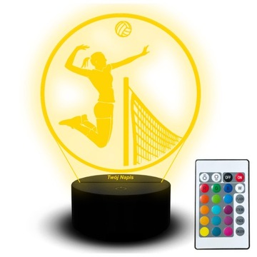 Lampka Nocna LED Statuetka RGB 3D Grawer Dla Siatkarki Piłka do Siatkówki
