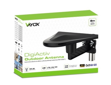 ZESTAW ANTENA AKTYWNA H.265 DVB-T2 KABEL 3TV MUX8