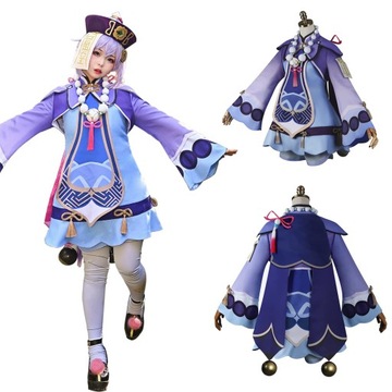 Genshin Impact Qiqi Cosplay Kostium Peruka