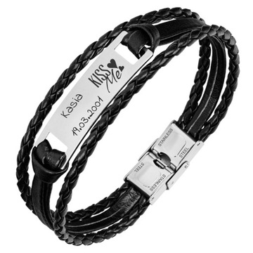 Кожаный браслет в ПОДАРОК ​​с ГРАВИРОВКОЙ.