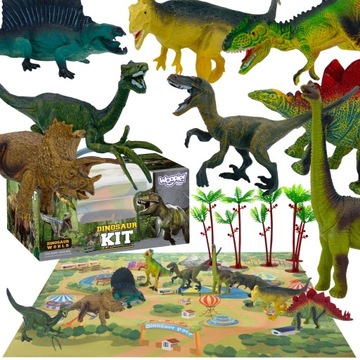 ZESTAW FIGURKI DINOZAURY XXL MATA KUFEREK DUŻE ZWIERZĘTA 16 el. WOOPIE
