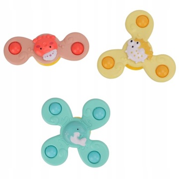 FIDGET SPINNER Z PRZYSSAWKĄ SENSORYCZNA ZABAWKA DO KĄPIELI 3 SZT.