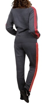 Ciepły DAMSKI dres z lampasami DRESY stójka 954 granat M/L