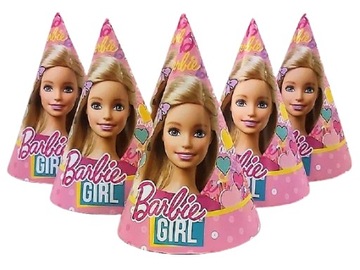 БУМАЖНЫЕ ШАПОЧКИ С ЛАСТИКОМ, 6 ШТ, БАРБИ