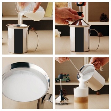 KINGHOFF РУЧНАЯ СТАЛЬНАЯ ВСТАВКА ДЛЯ МОЛОКА 400МЛ