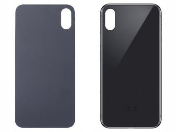 CZARNA KLAPKA OBUDOWA TYŁ APPLE IPHONE X BIG HOLE (CE, KOSZ) - Z 1 ELEMENTU